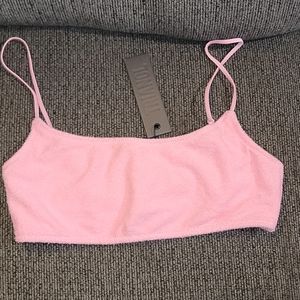 Pink terry cloth bathing suit top